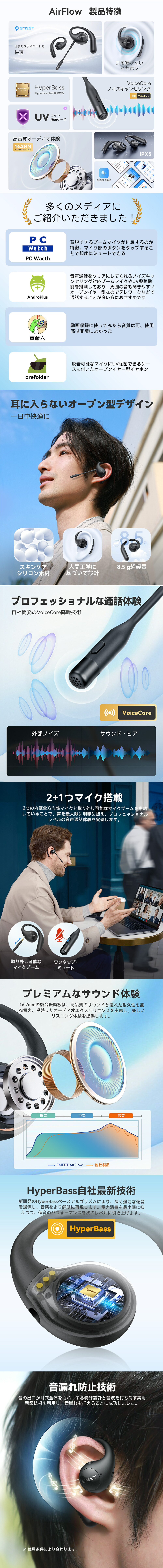 EMEET Airflow オープンイヤー型 ワイヤレスイヤホン | EMEET 日本正規