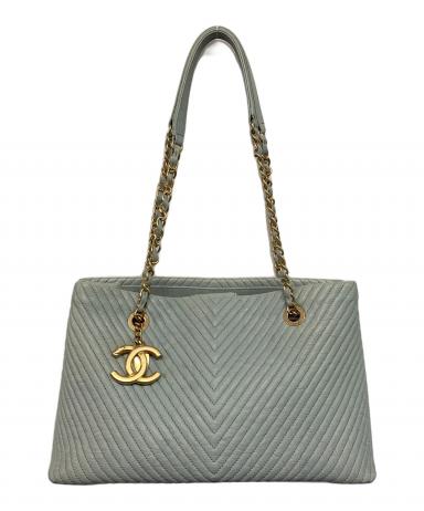 中古・古着通販】CHANEL (シャネル) Vステッチ チェーントートバッグ
