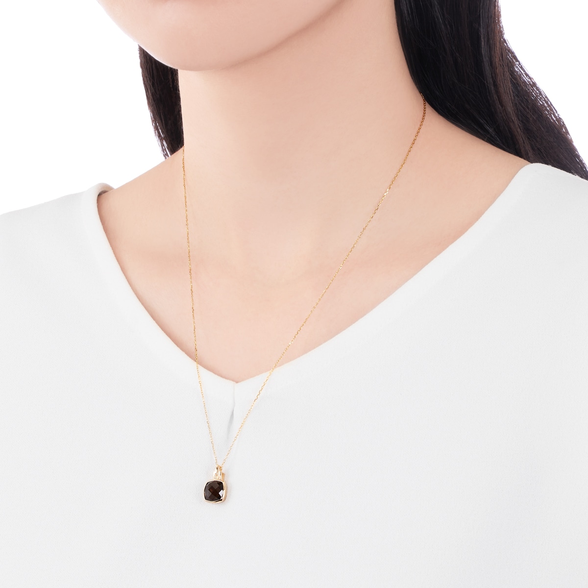 K10イエローゴールドスモーキークォーツネックレス(RPN268-002