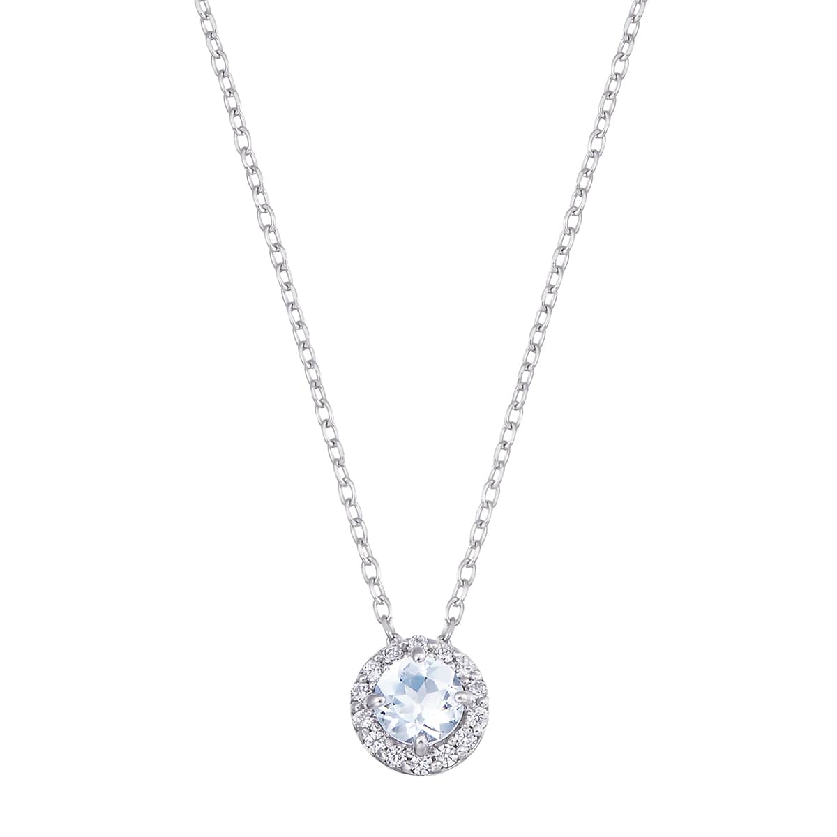 K10ホワイトゴールドアクアマリンネックレス: ペンダントネックレス