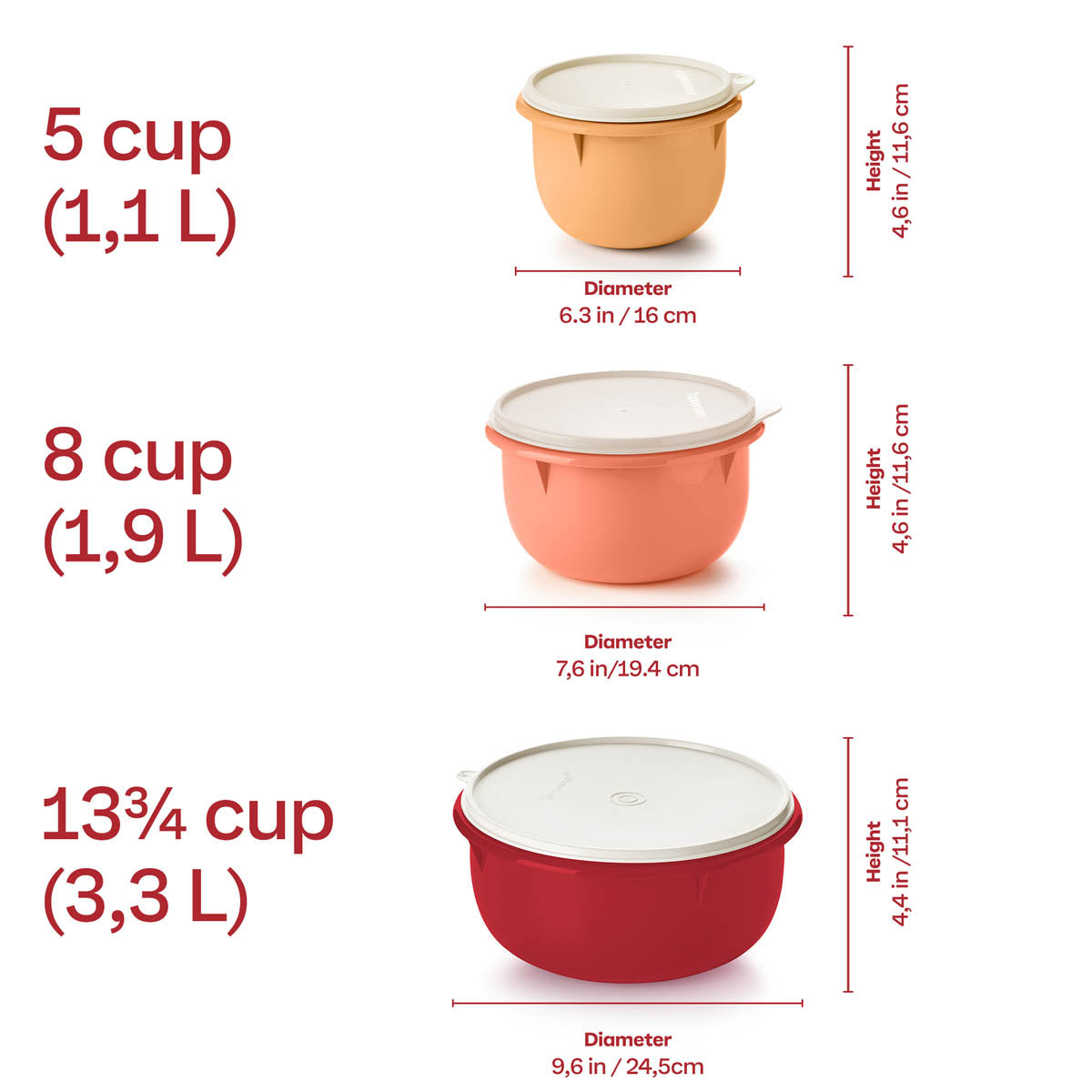 Tupperware® 3-pc Multipurpose Mixing Bowl Set for Food Prep and
