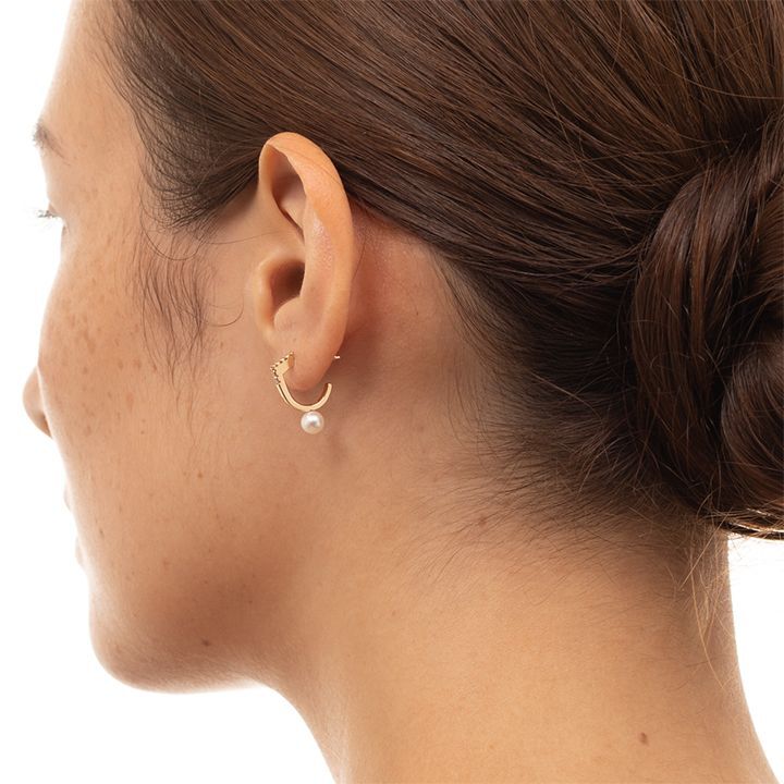 SOLD}Hirotaka ヒロタカ Manhattan Pearl Diamond Earring{-BAS