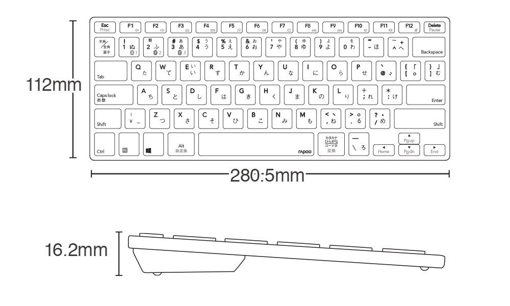 rapoo｜マルチモード ウルトラスリム・ワイヤレスキーボード Rapoo