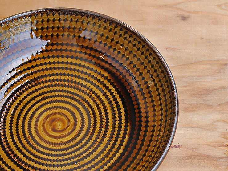 マルダイ窯・飴釉8寸カンナ皿・NO1215／大皿/大鉢｜和食器・種類／和