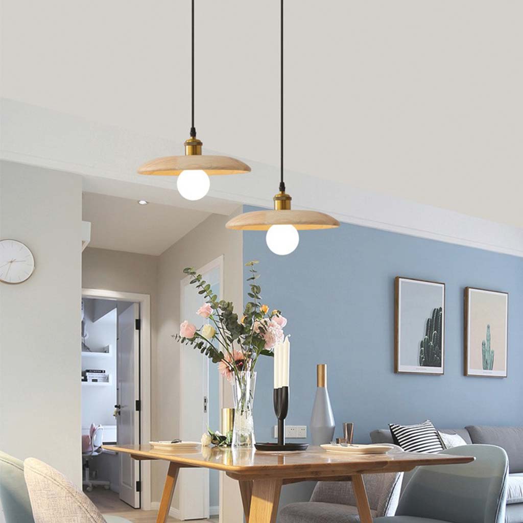Japandi Wood Hanging Pendant Light for Dining Room | VAXLAMP
