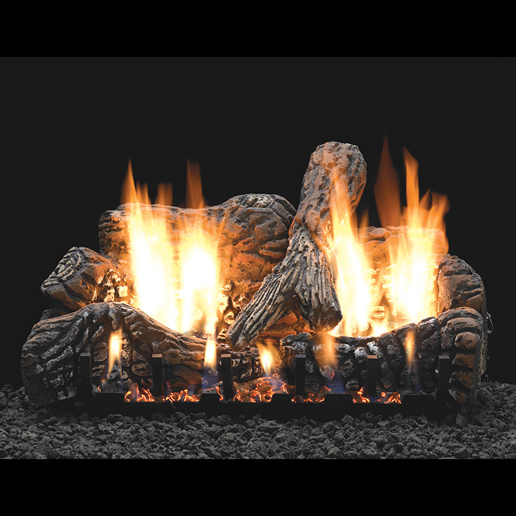 18 Charred Oak Ceramic Logs, 18 Slope Glaze Vent Free Burner