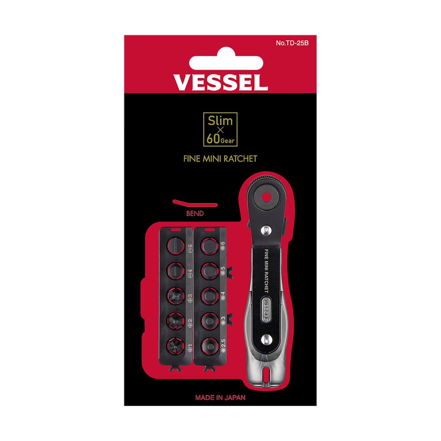 ファインミニラチェット ベンド（ビット10本付） No.TD-25B | 製品