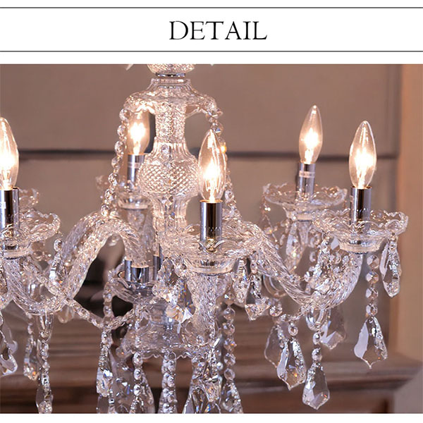 LED対応】 クリスタルシャンデリア 6灯(ライカ・ホワイト) 【送料無料