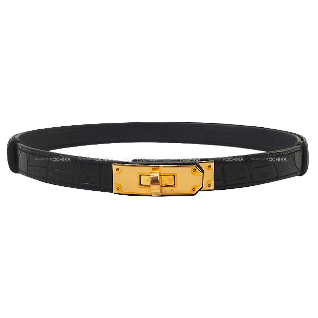 HERMES エルメス ベルト ケリーベルト18 黒 (ブラック) クロコダイル