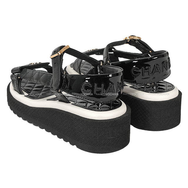 CHANEL シャネル サンダル スポーツ ロゴ ココマーク マトラッセ 黒