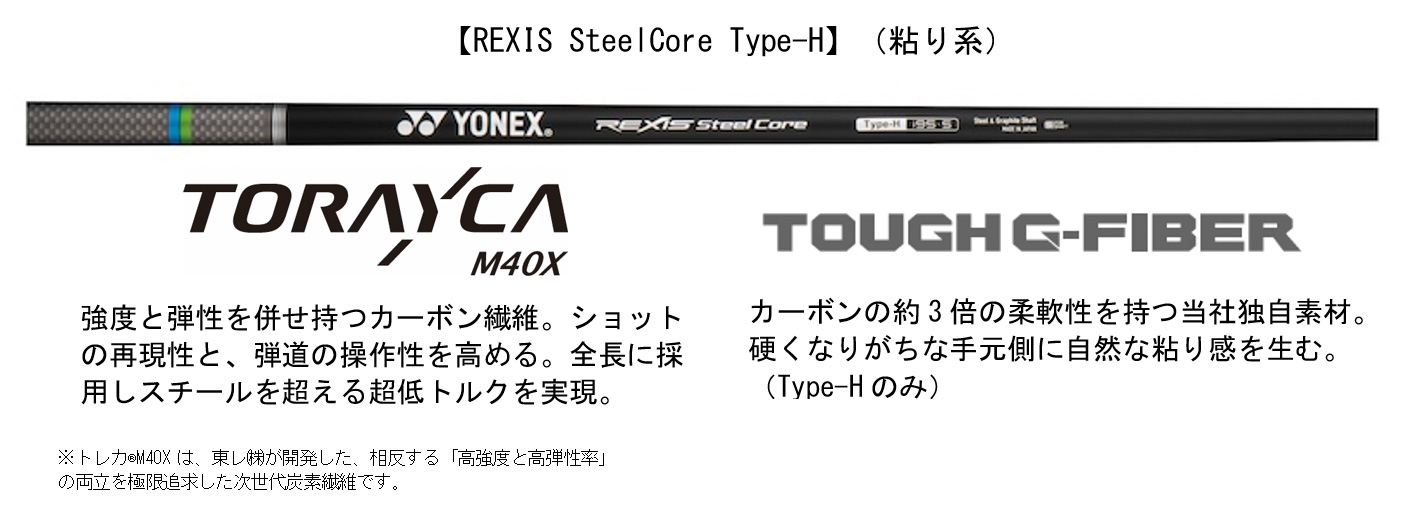 新製品シャフト「REXIS SteelCore Type-L／Type-H」、軽量40g「REXIS