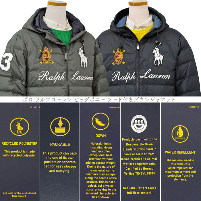 POLO ラルフローレン メンズ ビッグポニー ダウンジャケット フード