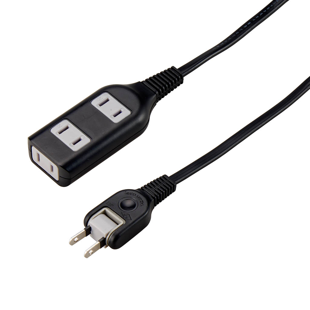 耐トラ付タップ3個口2m黒｜YAZAWA CORPORATION