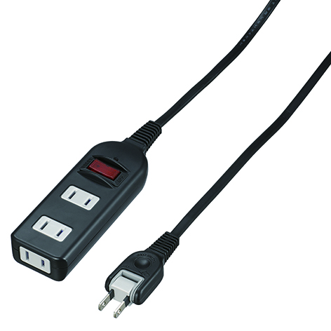 ノイズフィルター集中SW付3個口1m黒｜YAZAWA CORPORATION