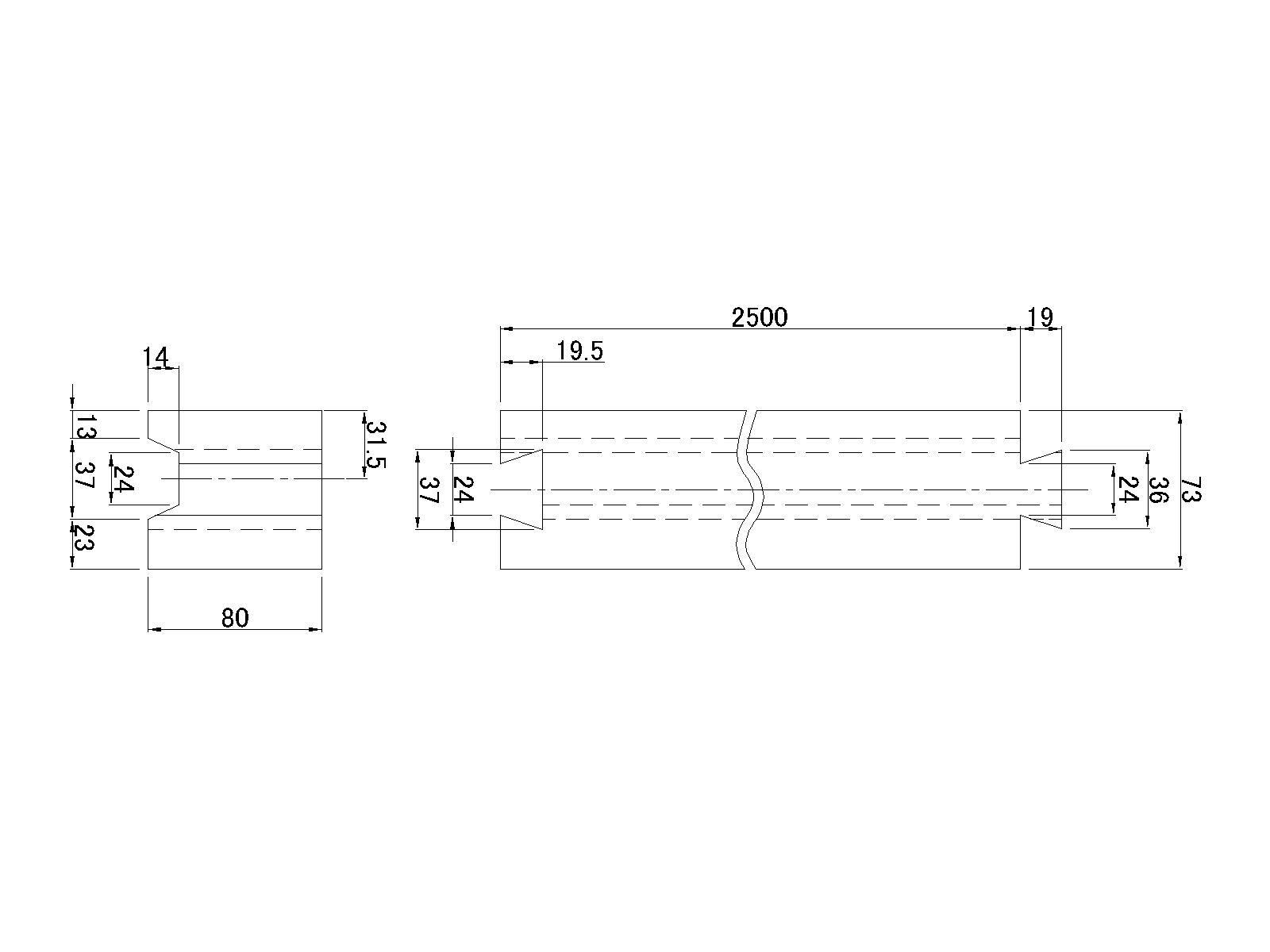 ハイスペーサー 大型用 80×73×2500mm - トラックボディパーツトラック