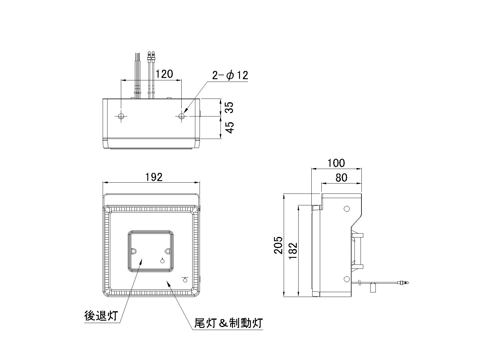 JB 角型LEDテールランプ 単体 赤 補修用 - トラックボディパーツ
