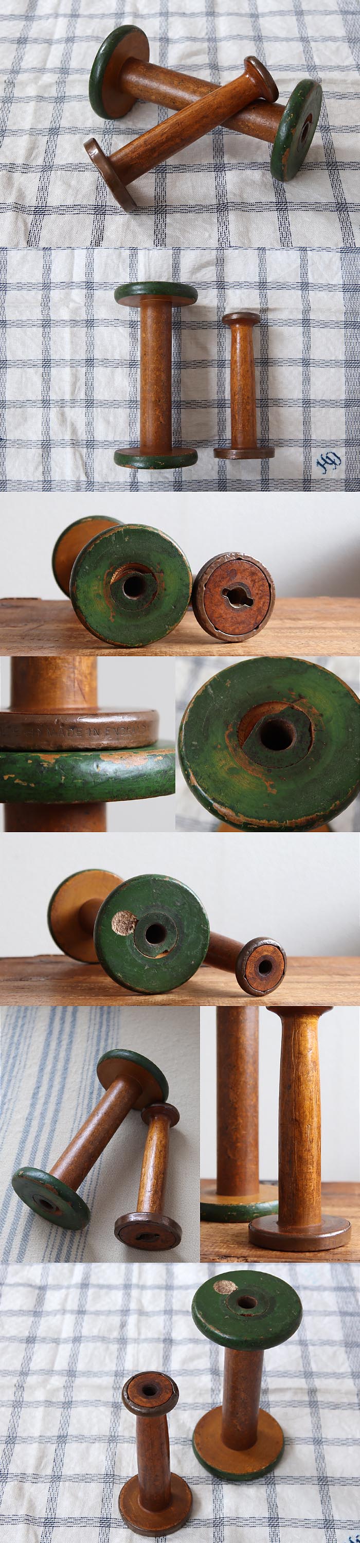 イギリス アンティーク ボビン2本セット/糸巻き/カントリー/インテリア
