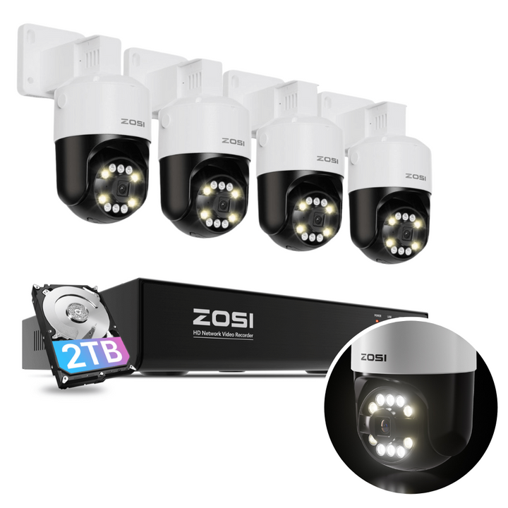 C296B 4K 8CH PoE Security Camera System | Pan 355° Tilt 110