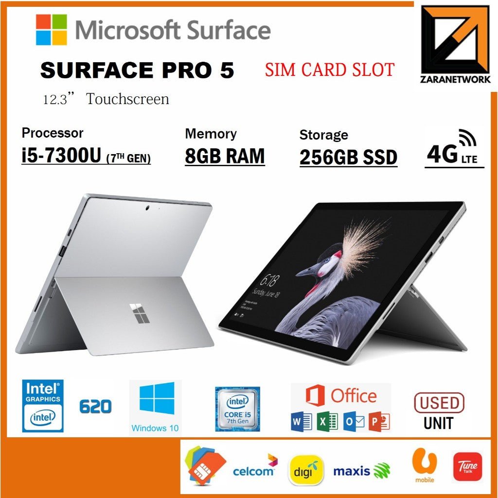 MICROSOFT SURFACE PRO 5 CORE i7-7TH GEN 12.3''TOUCHSCREEN – Zaranet.my