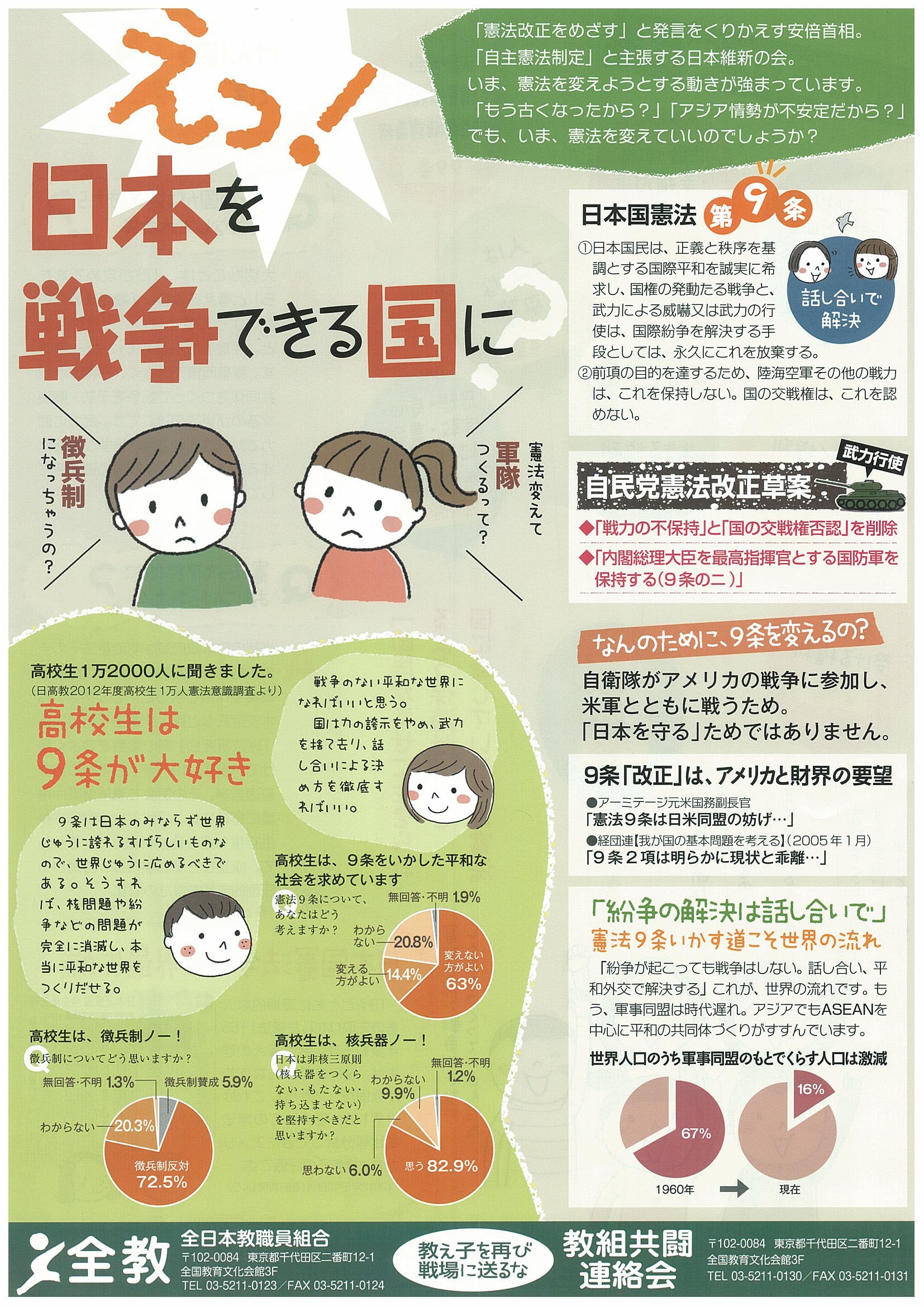 全教・教組共闘憲法チラシ」を作成！憲法署名と合わせて、憲法を守り