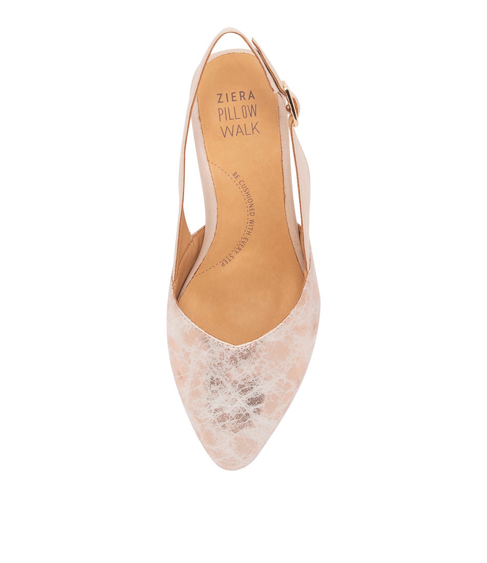 Veera Xw Rose Satin Pale Pink Leather Heels by Ziera