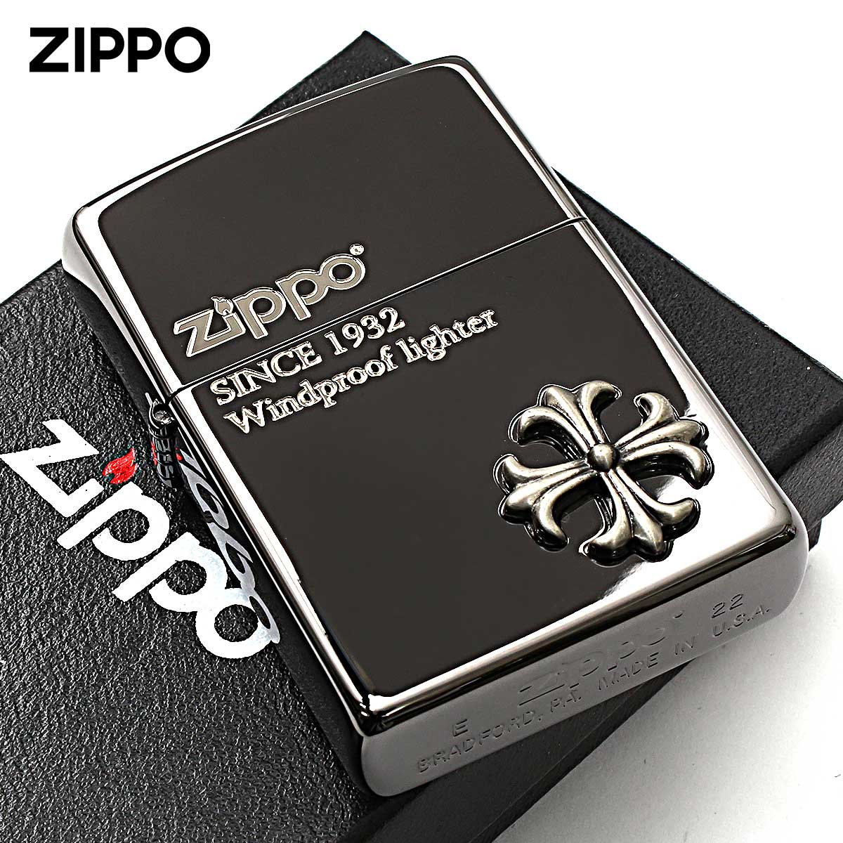 Zippo ジッポー クロス 十字架 Cross ブラックニッケルし クロスメタル