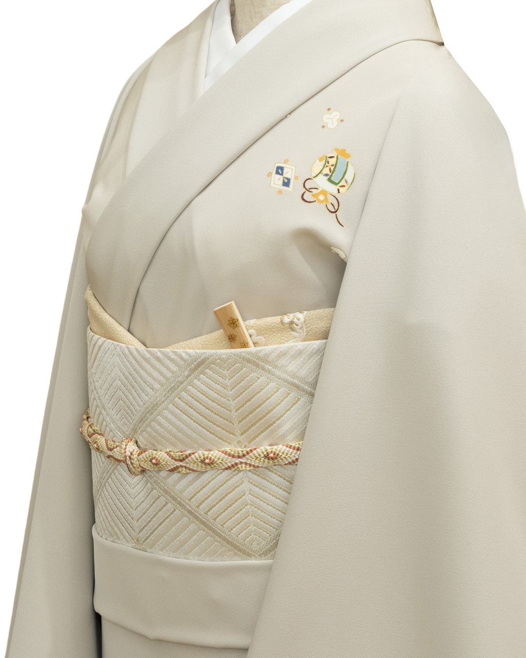 吉澤「宝尽くし」千成堂別注 友禅の付下げ 白茶＜お仕立て代込＞ | 千