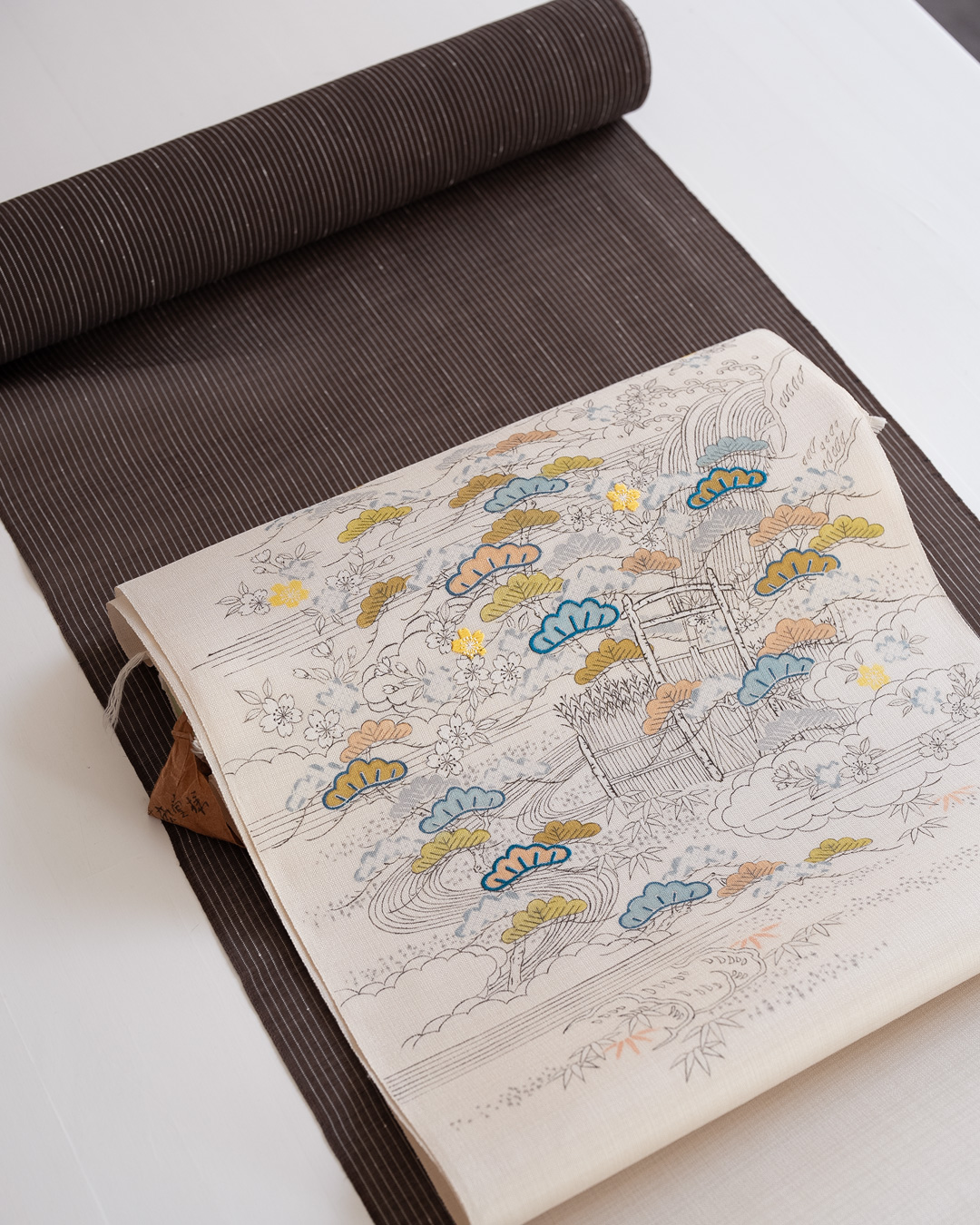 成謙 「四季花松垣 御所解」 千成堂別注 九寸名古屋帯 染め帯 夏帯〜単