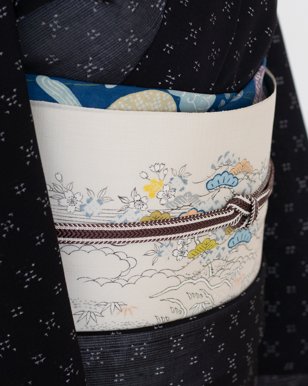 成謙 「四季花松垣 御所解」 千成堂別注 九寸名古屋帯 染め帯 夏帯〜単