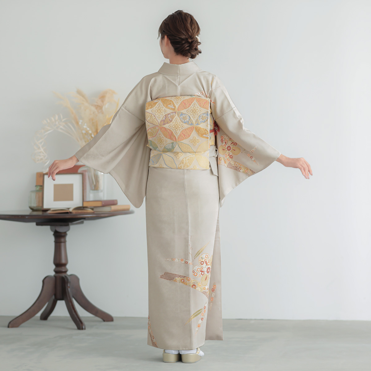 訪問着：H1348 桂由美 グレー 梅に竹| 訪問着レンタル │ 京都着物