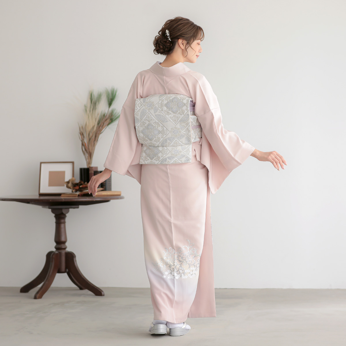 訪問着：H1351 桂由美 桜鼠 蔦に桜| 訪問着レンタル │ 京都着物