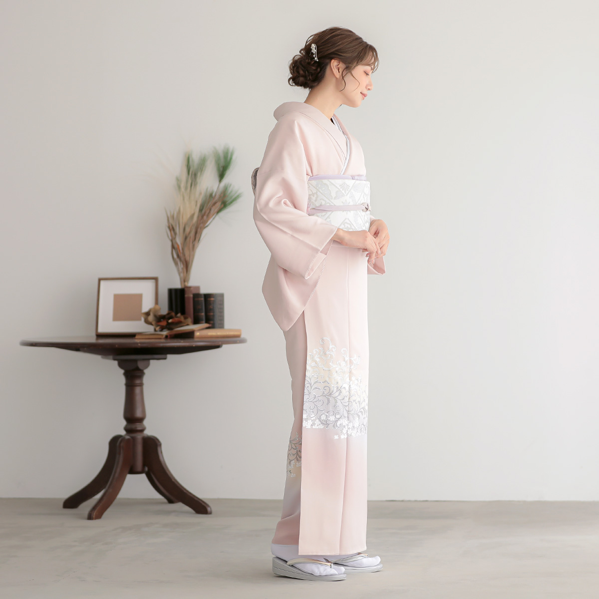 訪問着：H1351 桂由美 桜鼠 蔦に桜| 訪問着レンタル │ 京都着物