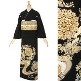 黒留袖：T075 kansai 【訳あり】金駒刺繍唐華文と鳳凰☆| 黒留袖