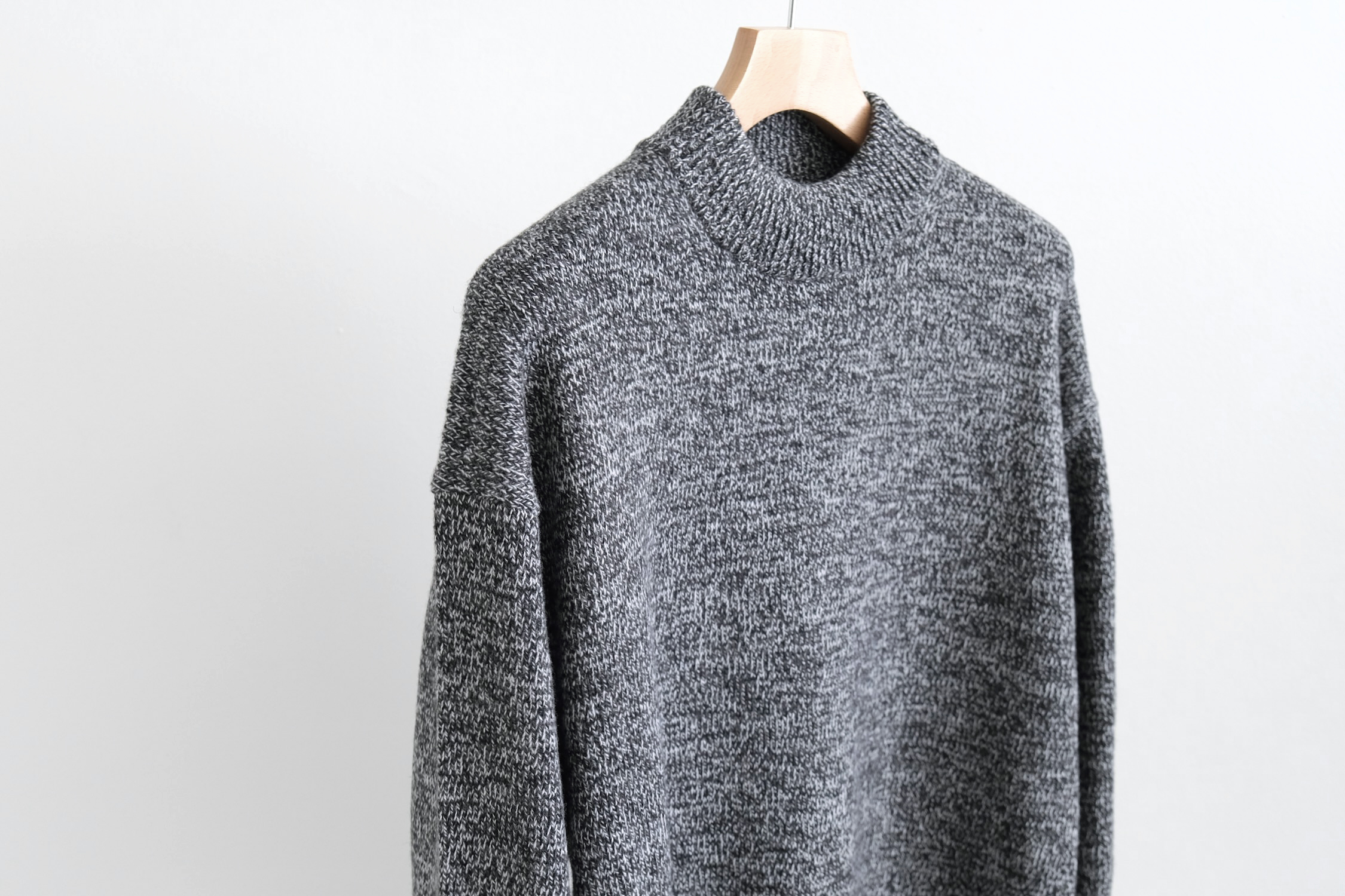 BABY WOOL MOULINE MOCKNECK SWEATER - WUNDER