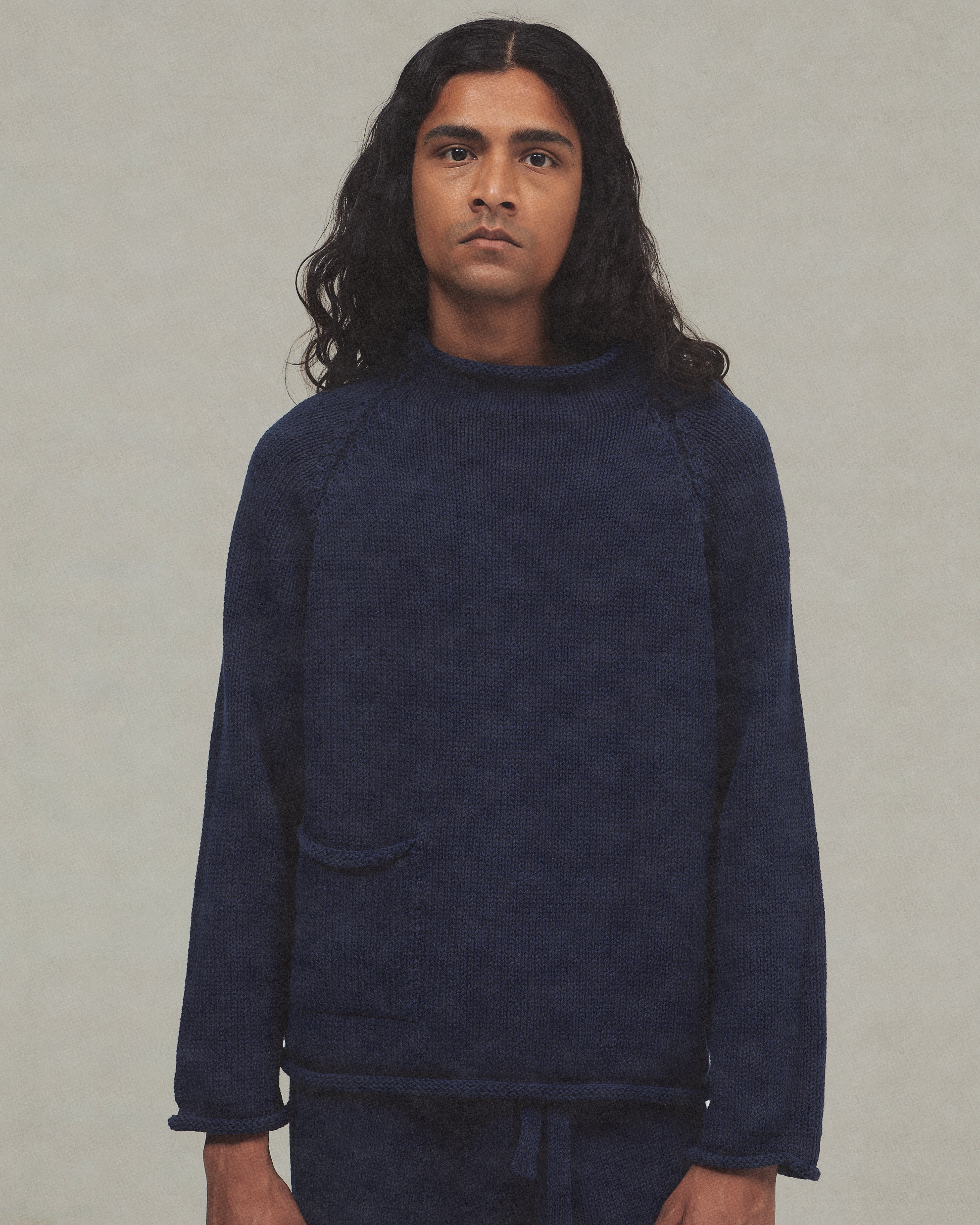 Indigo Cotton Fisherman Sweater, Navy – XENIA TELUNTS