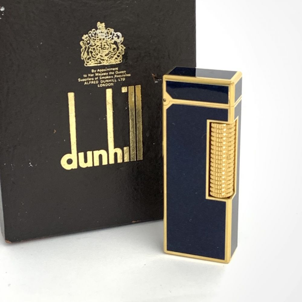 ダンヒル/ガスライター/ネイビー×ゴールド/着火確認済みの高価買取