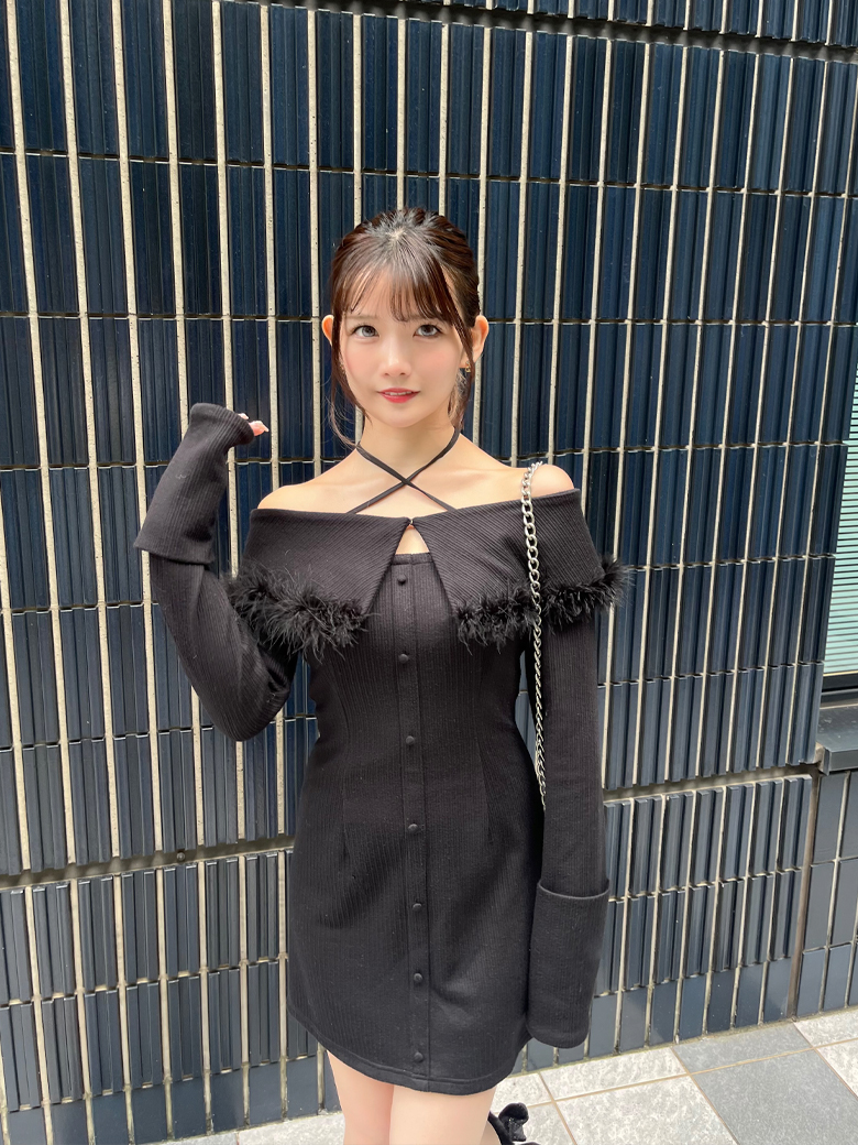 2way feather collar mini onepiece エムミーエメ M me eme エムエメ