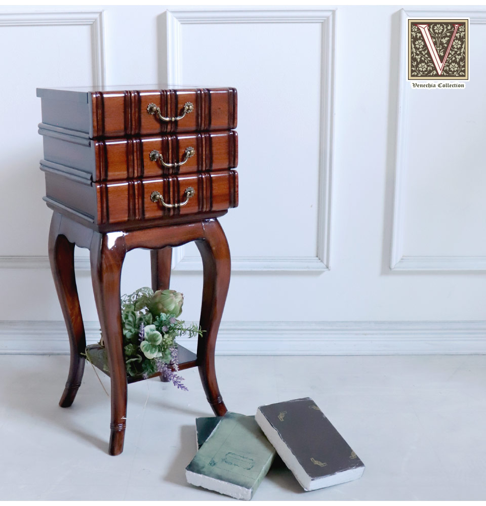 BOOK型サイドテーブル チェスト｜高級マホガニー家具VENECHIA