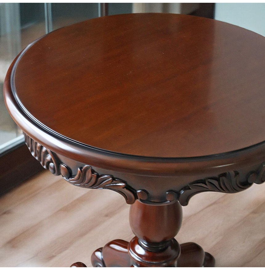 マホガニー材使用 マリナカッシーリ ラウンドサイドテーブル（コーヒー