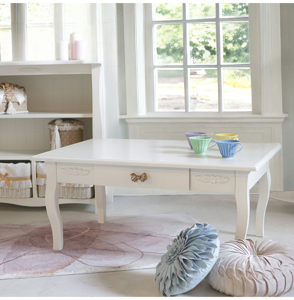 センターテーブル 幅90cm ホワイト ココリボン｜おしゃれ家具通販