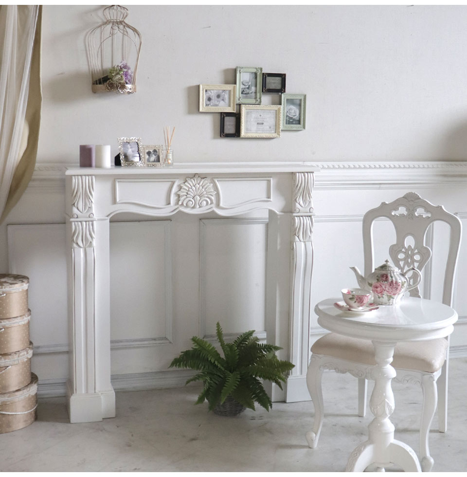 デラックスマントルピース(暖炉) ホワイト｜エレガント ホワイト家具