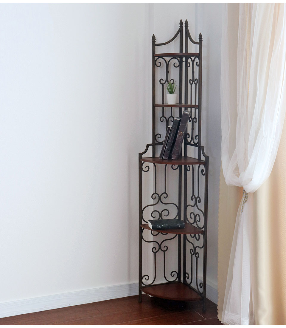 アイアン製 アンティーク調 コーナーラックシェルフ 5段｜Y-KAGU(輸入