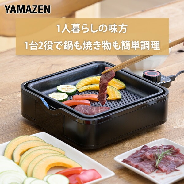 ホットプレート 着脱式 2枚組 波型＆鍋プレート YHC-W600/W601 山善