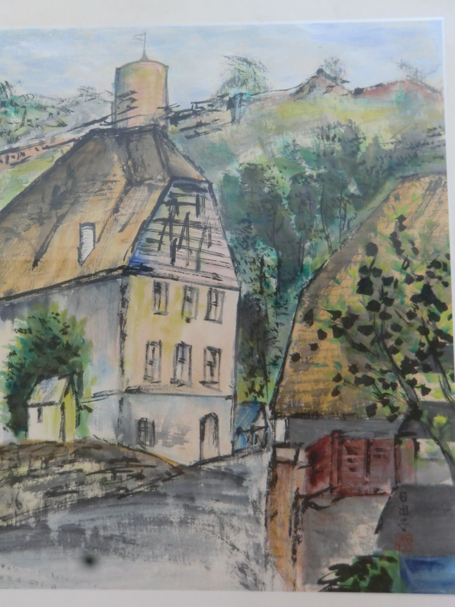 作者不詳 田舎の風景 油彩画 サイン日出子 | 八事商事 | 絵画レンタル