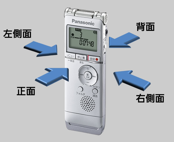 ICレコーダー RR‐XS355 本体各部の名前と機能説明