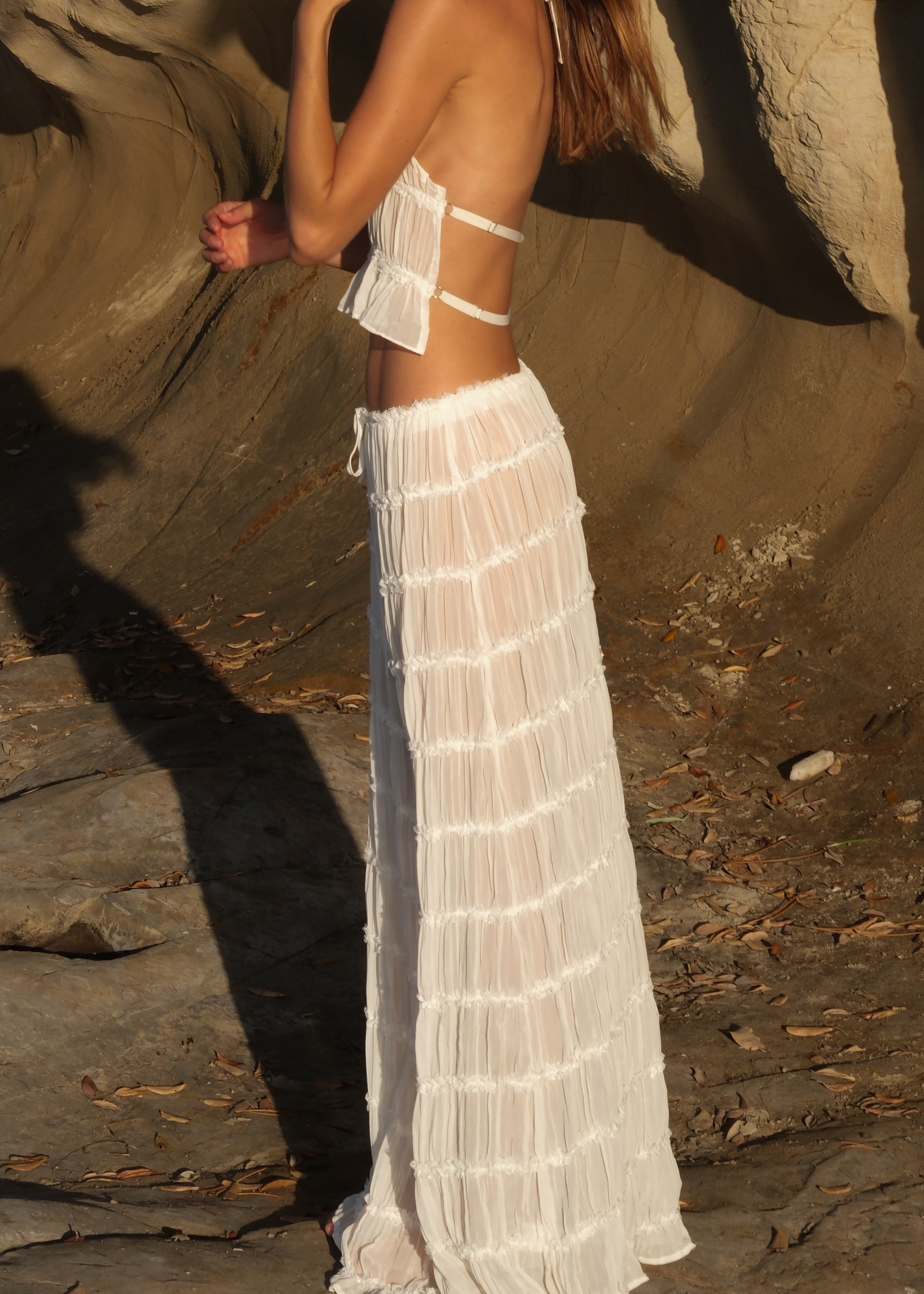 Sahara Set | Shirred Blackless Top and Maxi Skirt Set – Yojani