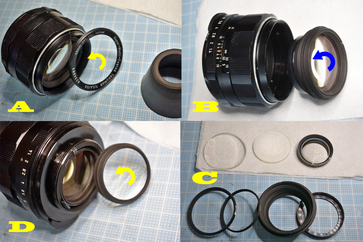 アサヒペンタックス「Super-Multi-Coated TAKUMAR 50mm f1.4」 分解