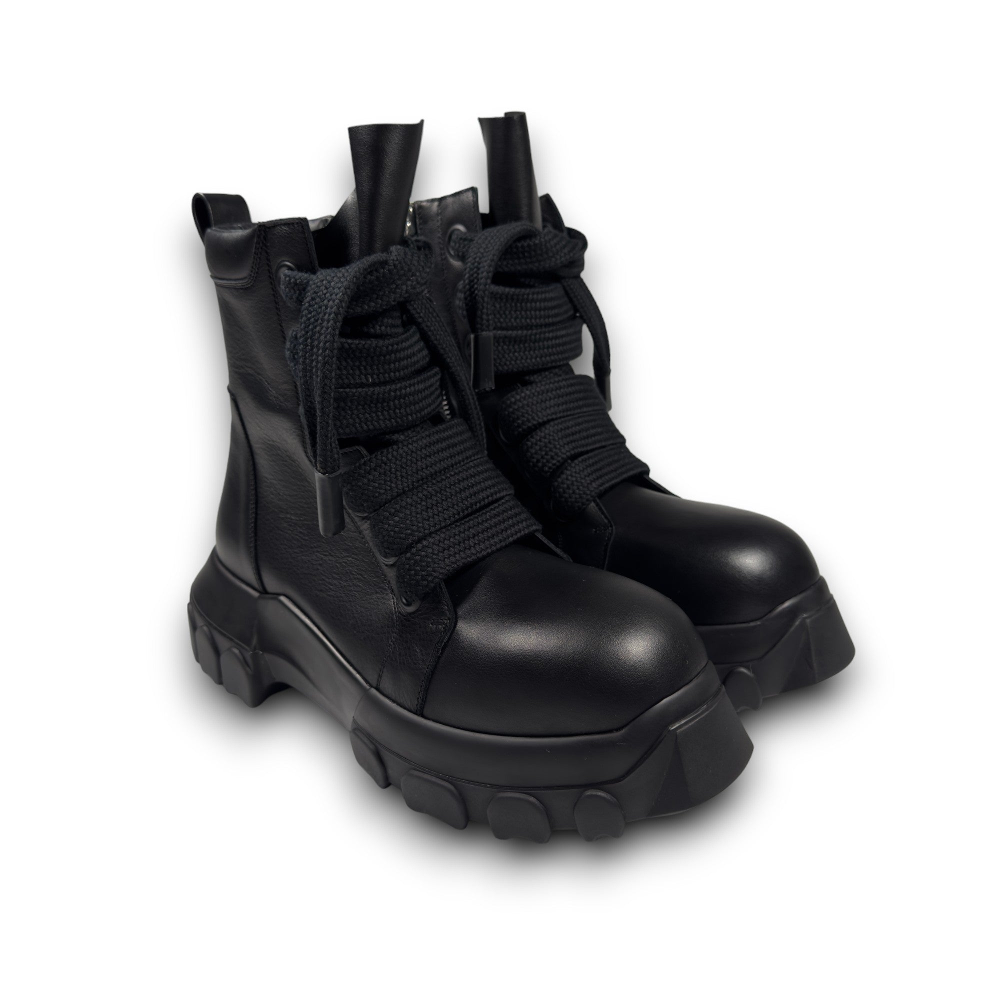 Rick Owens Jumbo Lace Tractor Boots - Full Black