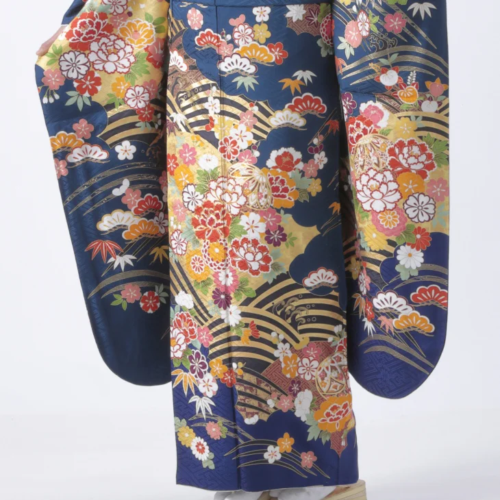 f8024006】【中古】【お買い上げ】振袖 フルセット Lサイズ 青・紺系