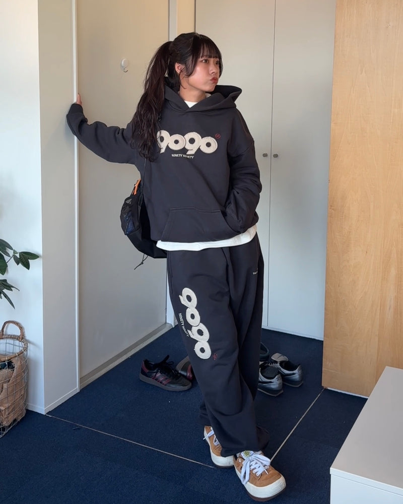 ホワイト 9090 パーカー フーディ セットアップ Hoodie M 9090